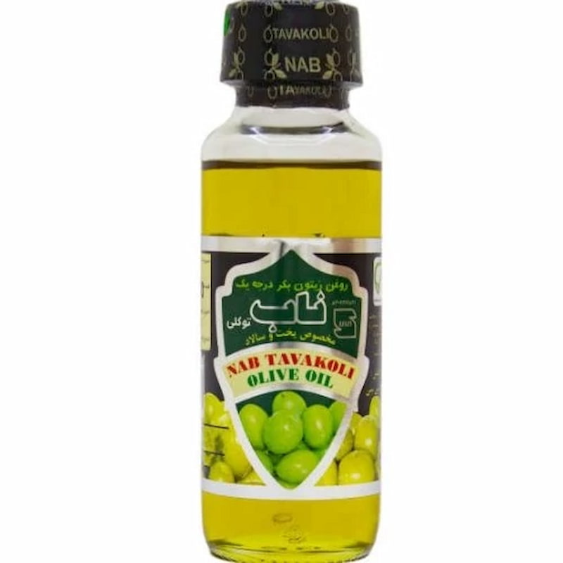 روغن زیتون ناب توکلی با رنگ طلایی و زلال